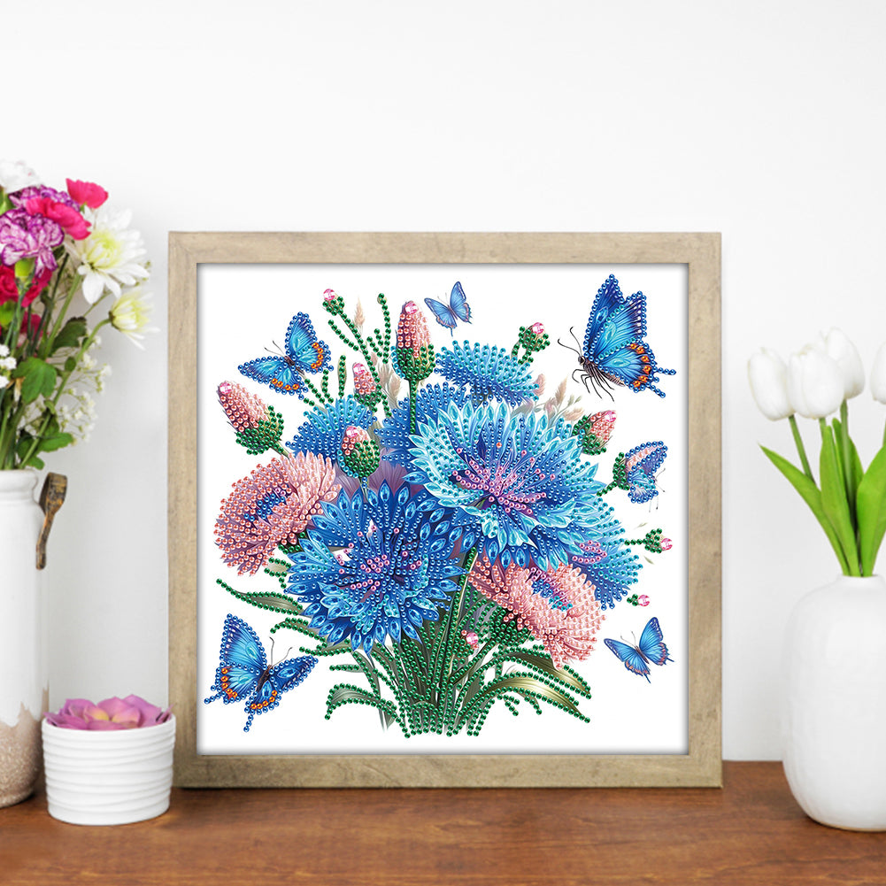 Flowers And Butterflies - Special Shaped Drill Diamond Painting 30*30CM