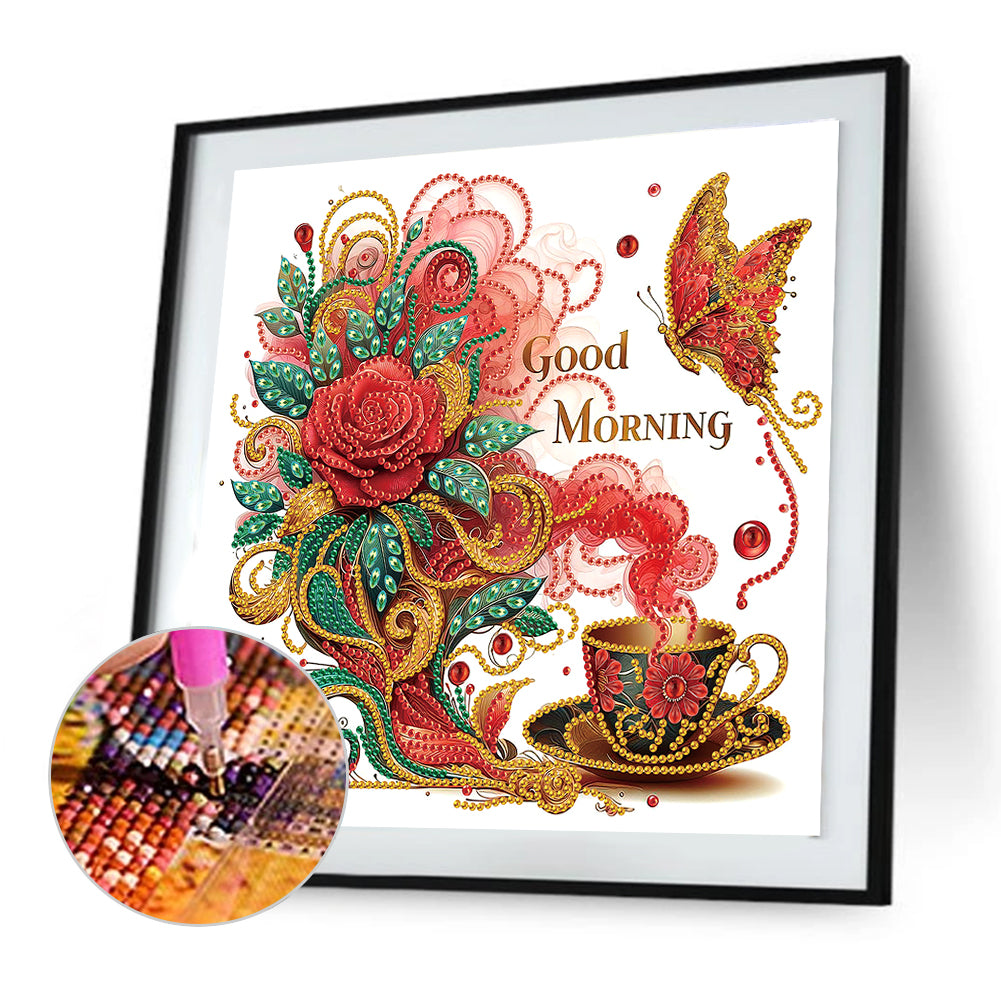 Flowers And Butterflies - Special Shaped Drill Diamond Painting 30*30CM