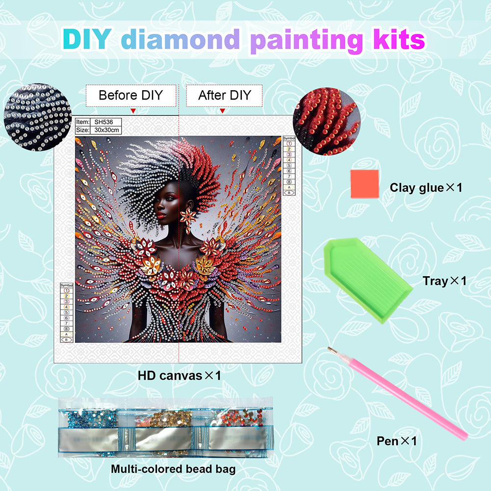 Elegant Black Beauty - Special Shaped Drill Diamond Painting 30*30CM