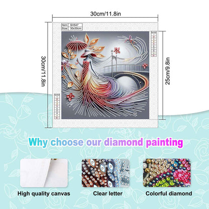 Elegant Umbrella Beauty - Special Shaped Drill Diamond Painting 30*30CM