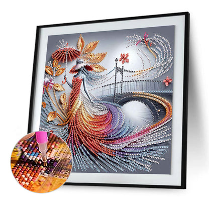 Elegant Umbrella Beauty - Special Shaped Drill Diamond Painting 30*30CM