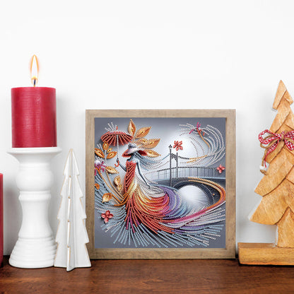 Elegant Umbrella Beauty - Special Shaped Drill Diamond Painting 30*30CM