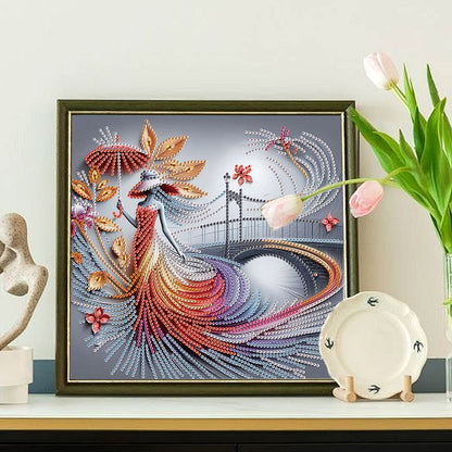Elegant Umbrella Beauty - Special Shaped Drill Diamond Painting 30*30CM