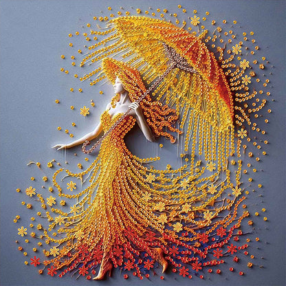Elegant Umbrella Beauty - Special Shaped Drill Diamond Painting 30*30CM