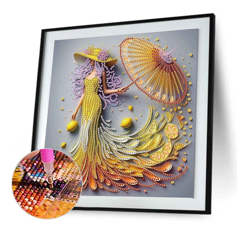Elegant Umbrella Beauty - Special Shaped Drill Diamond Painting 30*30CM