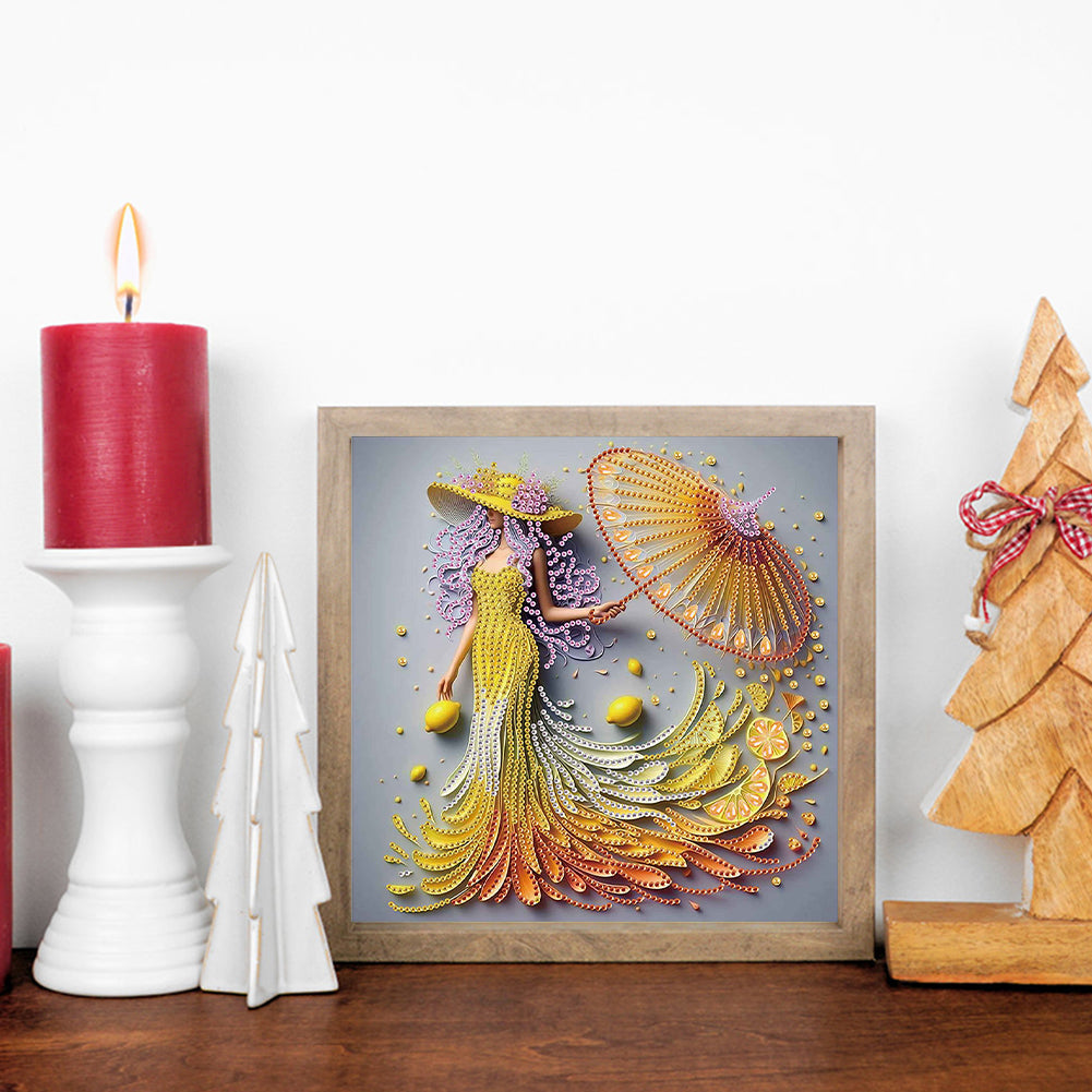 Elegant Umbrella Beauty - Special Shaped Drill Diamond Painting 30*30CM