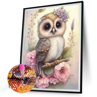Owl On The Branch - Full AB Round Drill Diamond Painting 40*50CM