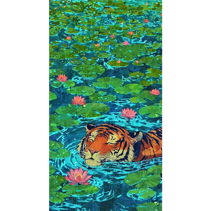 Tiger In The Water Lily Pond - Full Square Drill Diamond Painting 40*75CM