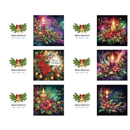 6PCS DIY Diamond Art Greeting Cards Xmas Designs for Festivals and Celebrations
