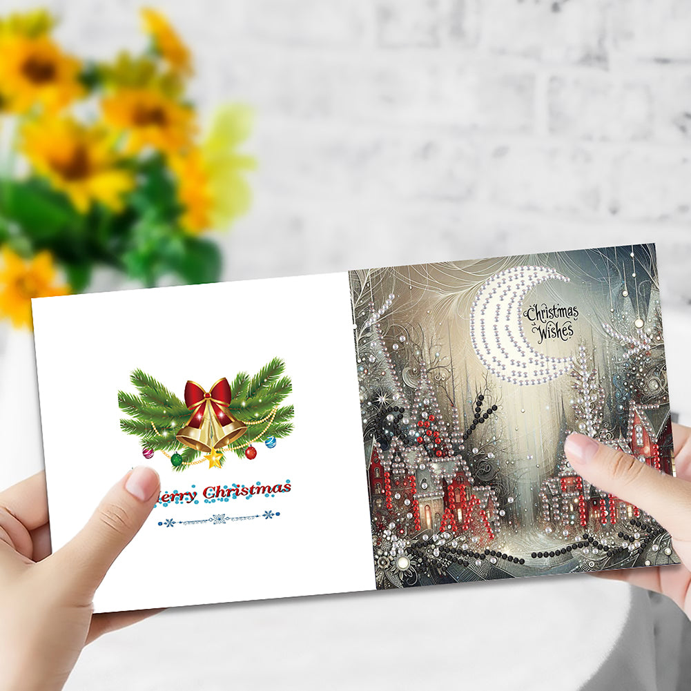 6PCS DIY Diamond Art Greeting Cards Xmas Designs for Festivals and Celebrations