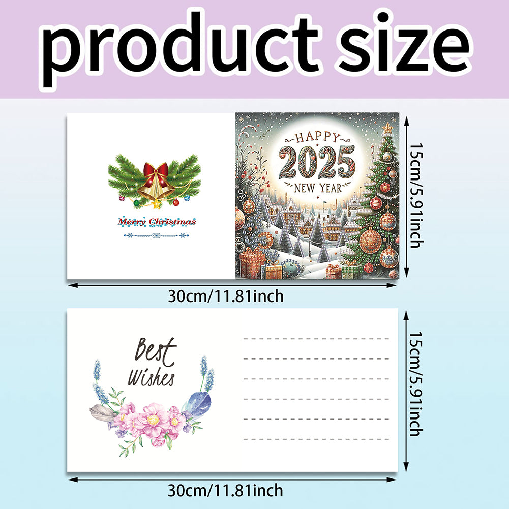6PCS DIY Diamond Art Greeting Cards Xmas Designs for Festivals and Celebrations