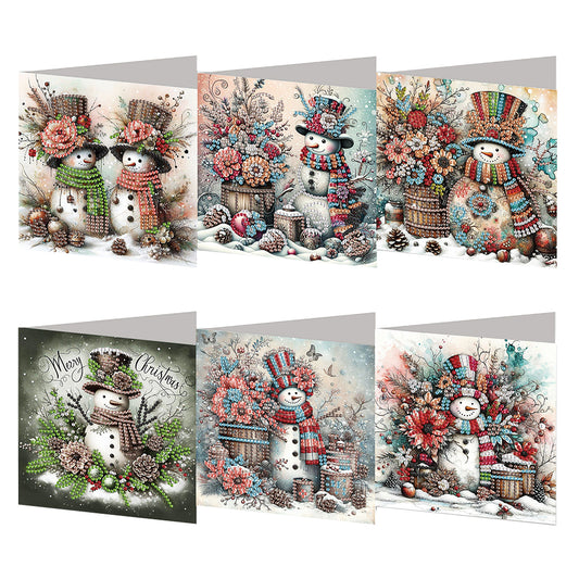 6PCS DIY Diamond Art Greeting Cards Xmas Designs for Festivals and Celebrations