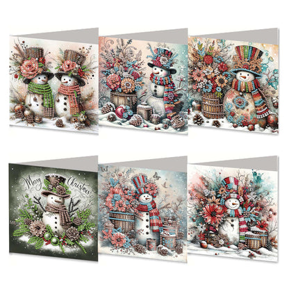 6PCS DIY Diamond Art Greeting Cards Xmas Designs for Festivals and Celebrations