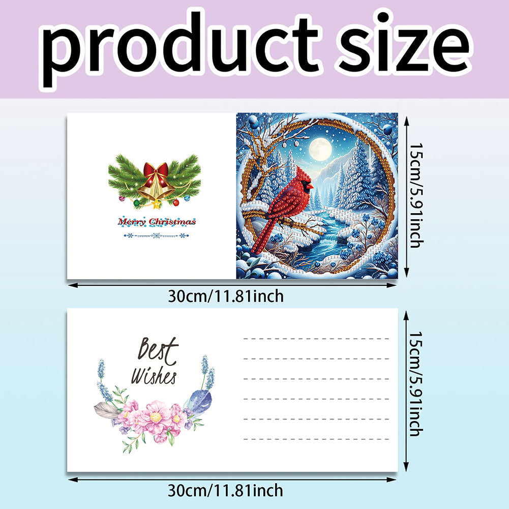 6PCS DIY Diamond Art Greeting Cards Xmas Designs for Festivals and Celebrations