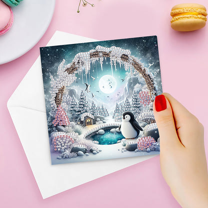 6PCS DIY Diamond Art Greeting Cards Xmas Designs for Festivals and Celebrations
