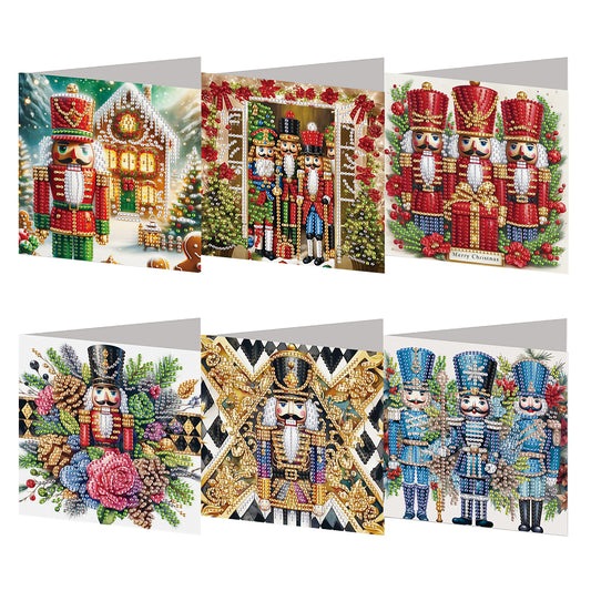 6PCS DIY Diamond Art Greeting Cards Xmas Designs for Festivals and Celebrations