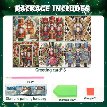 6PCS DIY Diamond Art Greeting Cards Xmas Designs for Festivals and Celebrations