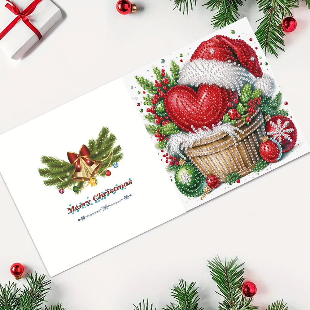 6PCS DIY Diamond Art Greeting Cards Xmas Designs for Festivals and Celebrations