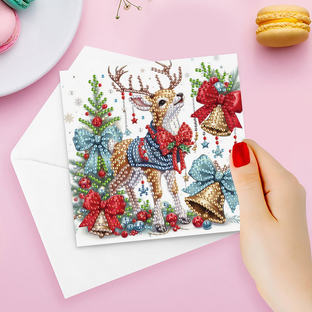 6PCS DIY Diamond Art Greeting Cards Xmas Designs for Festivals and Celebrations