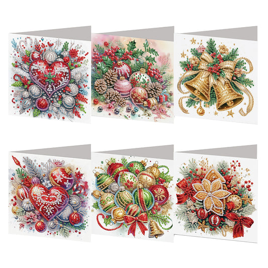 6PCS DIY Diamond Art Greeting Cards Xmas Designs for Festivals and Celebrations