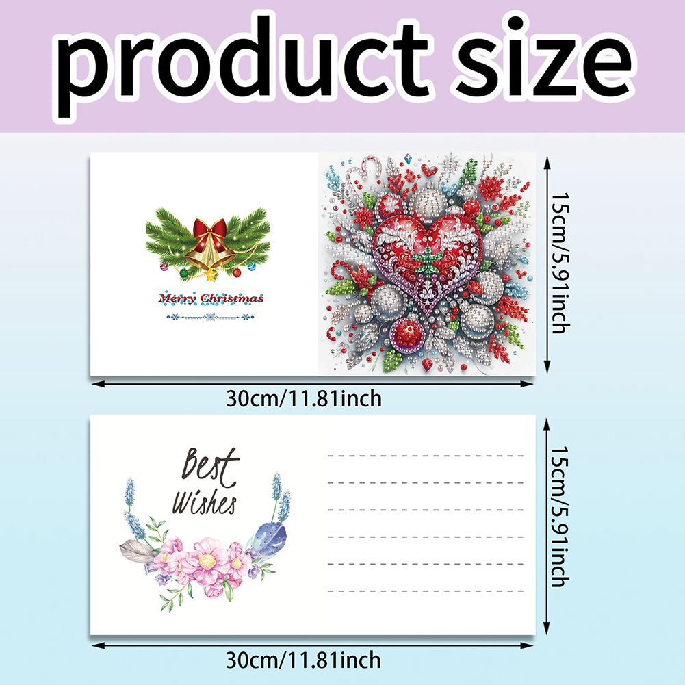 6PCS DIY Diamond Art Greeting Cards Xmas Designs for Festivals and Celebrations