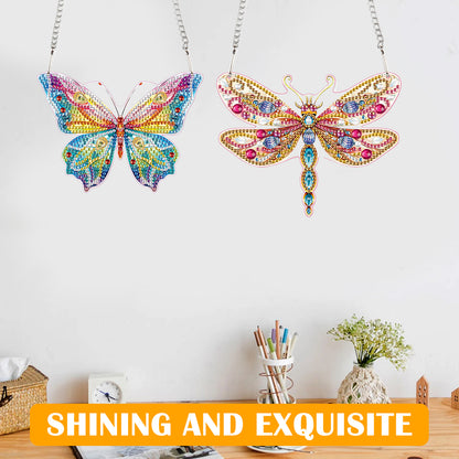 2pcs 2D Flat DIY Diamond Art Pendant Diamond Painting Set Wall Door Decoration