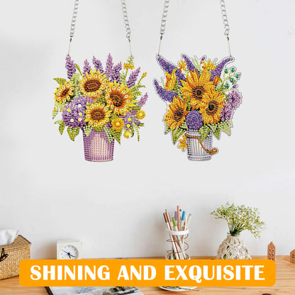 2pcs 2D Flat DIY Diamond Art Pendant Diamond Painting Set Wall Door Decoration
