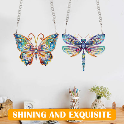 2pcs 2D Flat DIY Diamond Art Pendant Diamond Painting Set Wall Door Decoration