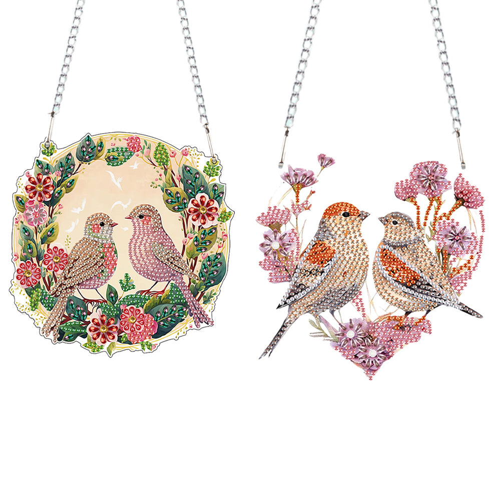 2pcs 2D Flat DIY Diamond Art Pendant Diamond Painting Set Wall Door Decoration