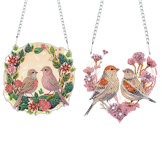 2pcs 2D Flat DIY Diamond Art Pendant Diamond Painting Set Wall Door Decoration