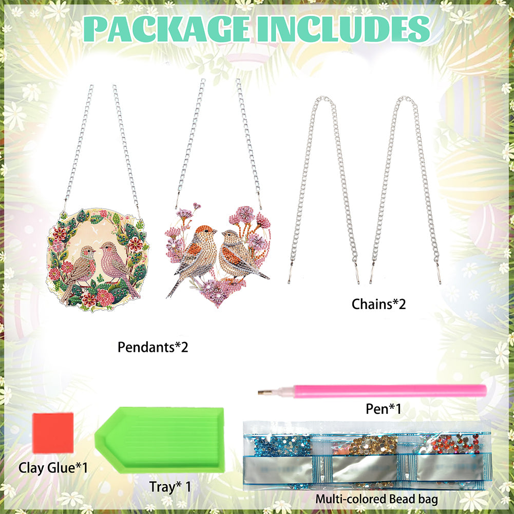 2pcs 2D Flat DIY Diamond Art Pendant Diamond Painting Set Wall Door Decoration