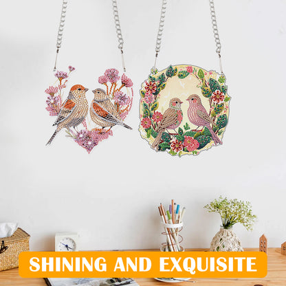2pcs 2D Flat DIY Diamond Art Pendant Diamond Painting Set Wall Door Decoration
