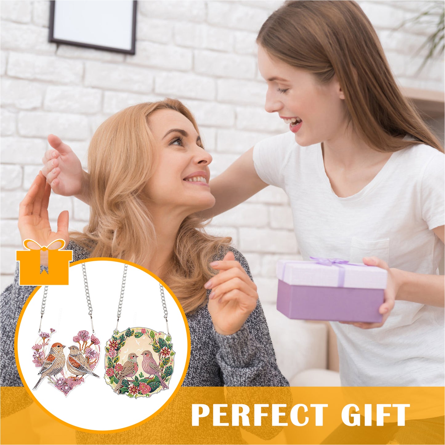 2pcs 2D Flat DIY Diamond Art Pendant Diamond Painting Set Wall Door Decoration