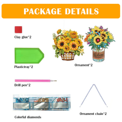 2pcs 2D Flat DIY Diamond Art Pendant Diamond Painting Set Wall Door Decoration