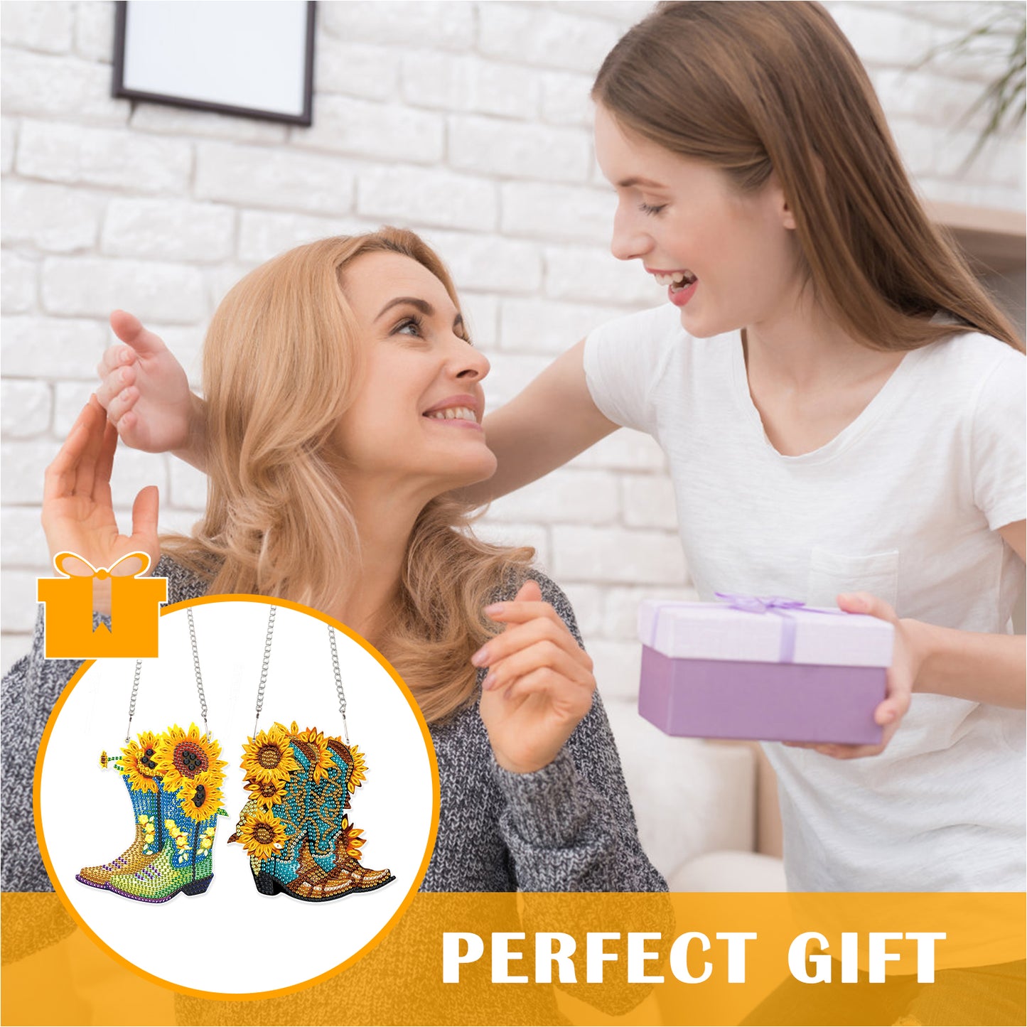 2pcs 2D Flat DIY Diamond Art Pendant Diamond Painting Set Wall Door Decoration