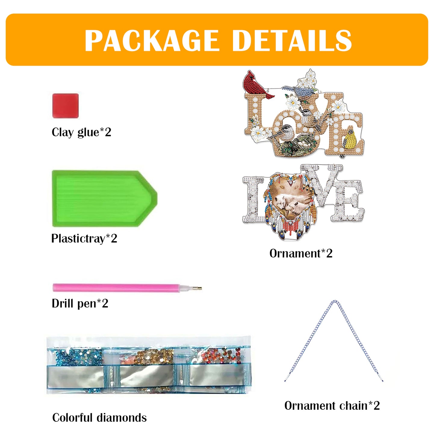2pcs 2D Flat DIY Diamond Art Pendant Diamond Painting Set Wall Door Decoration