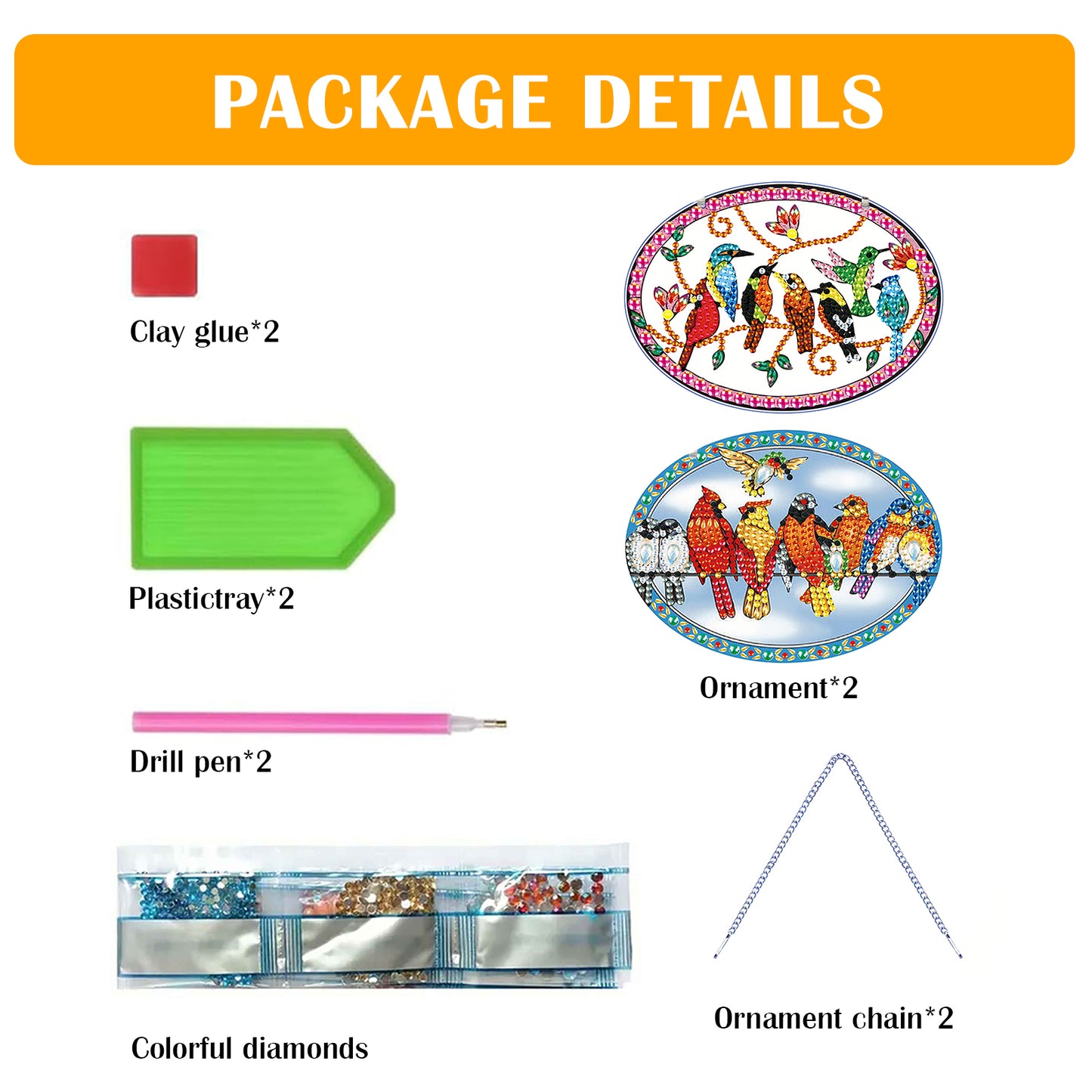 2pcs 2D Flat DIY Diamond Art Pendant Diamond Painting Set Wall Door Decoration