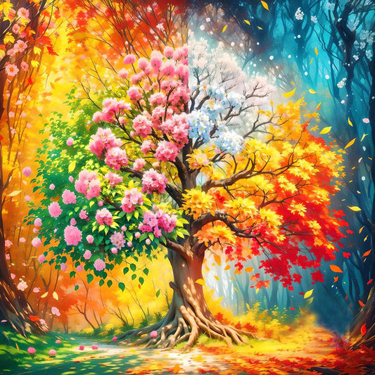Dream Four Seasons Tree - Full Round Drill Diamond Painting 50*50CM