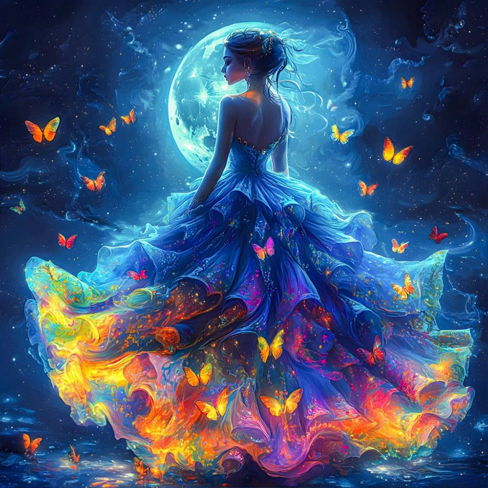 Dream Butterfly Girl - Full Round Drill Diamond Painting 50*50CM