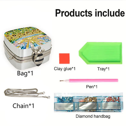 Peacock Diamond Art Storage Case Diamond Painting Mirror Organizer Box for Women