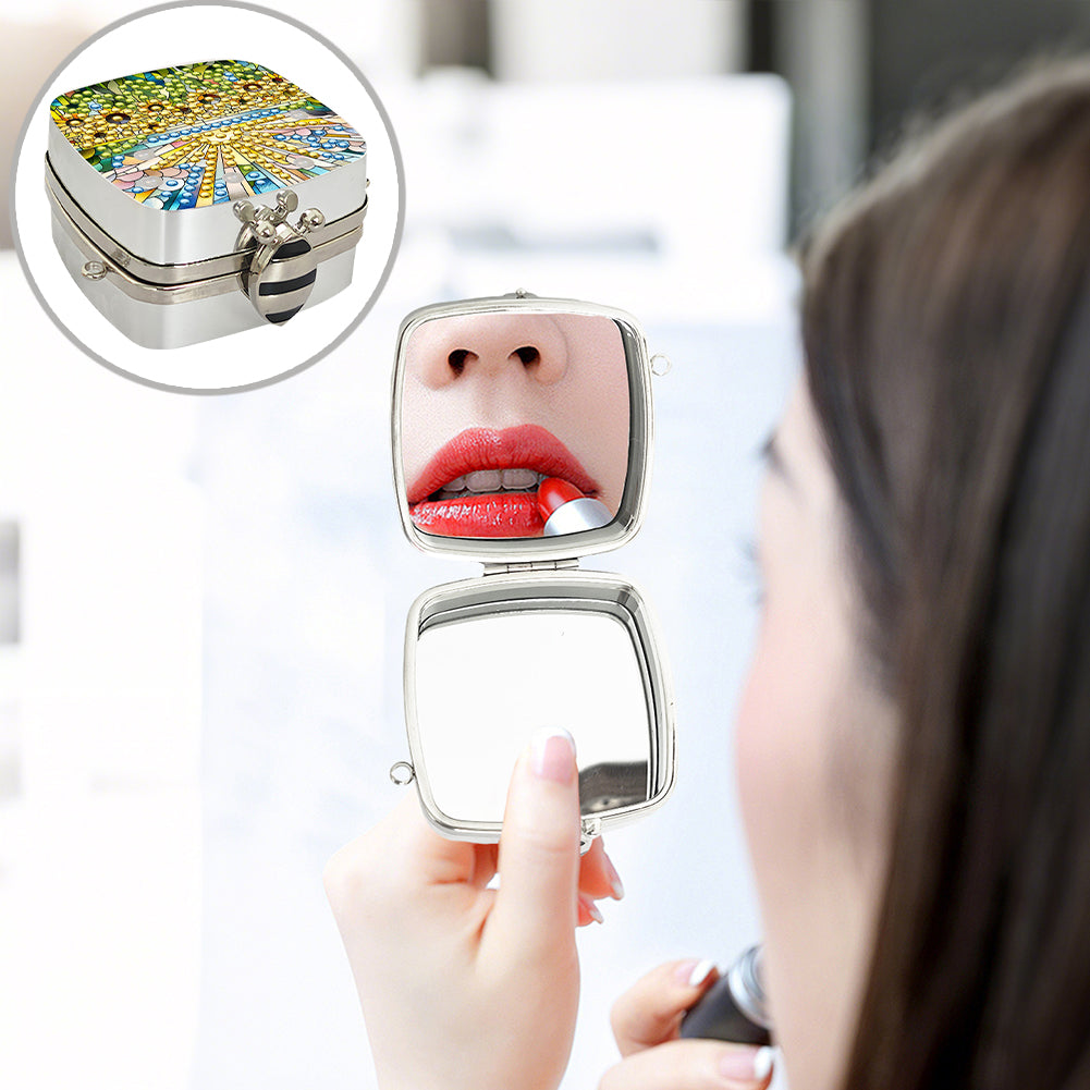 Peacock Diamond Art Storage Case Diamond Painting Mirror Organizer Box for Women