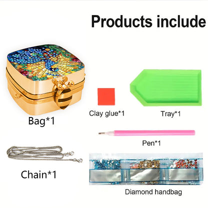 Peacock Diamond Art Storage Case Diamond Painting Mirror Organizer Box for Women