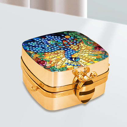 Peacock Diamond Art Storage Case Diamond Painting Mirror Organizer Box for Women