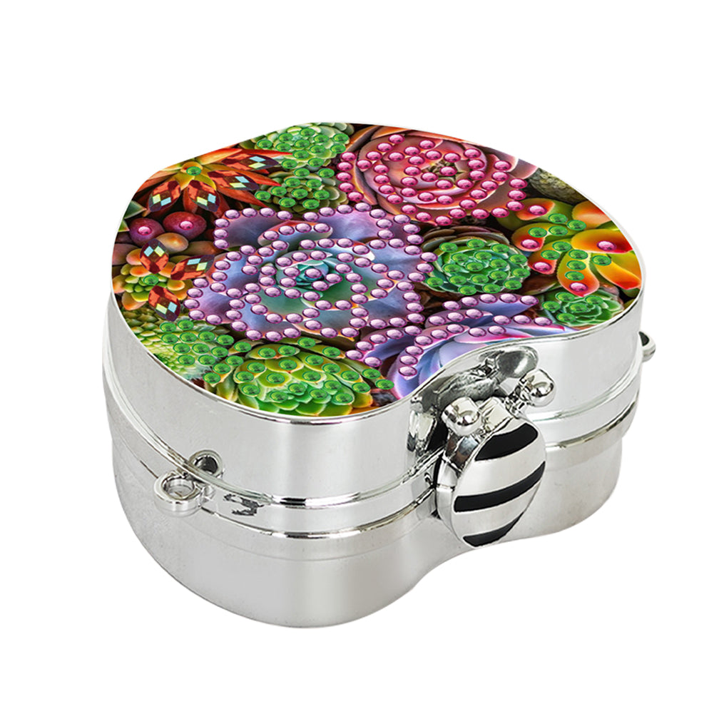 2Pcs Succulent Diamond Art Storage Case Rhinestone Jewelry Box 5D Diy Coin Purse