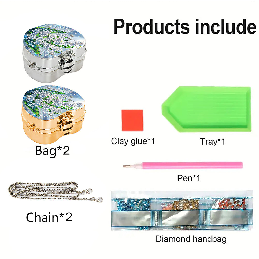 2Pcs Succulent Diamond Art Storage Case Rhinestone Jewelry Box 5D Diy Coin Purse