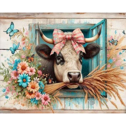 Retro Farm Cow - Full Round Drill Diamond Painting 50*40CM
