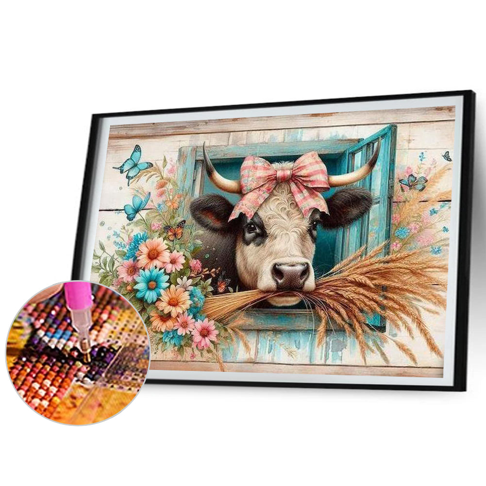 Retro Farm Cow - Full Round Drill Diamond Painting 50*40CM