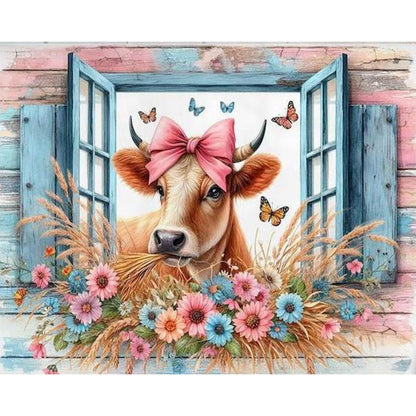 Retro Farm Cow - Full Round Drill Diamond Painting 50*40CM