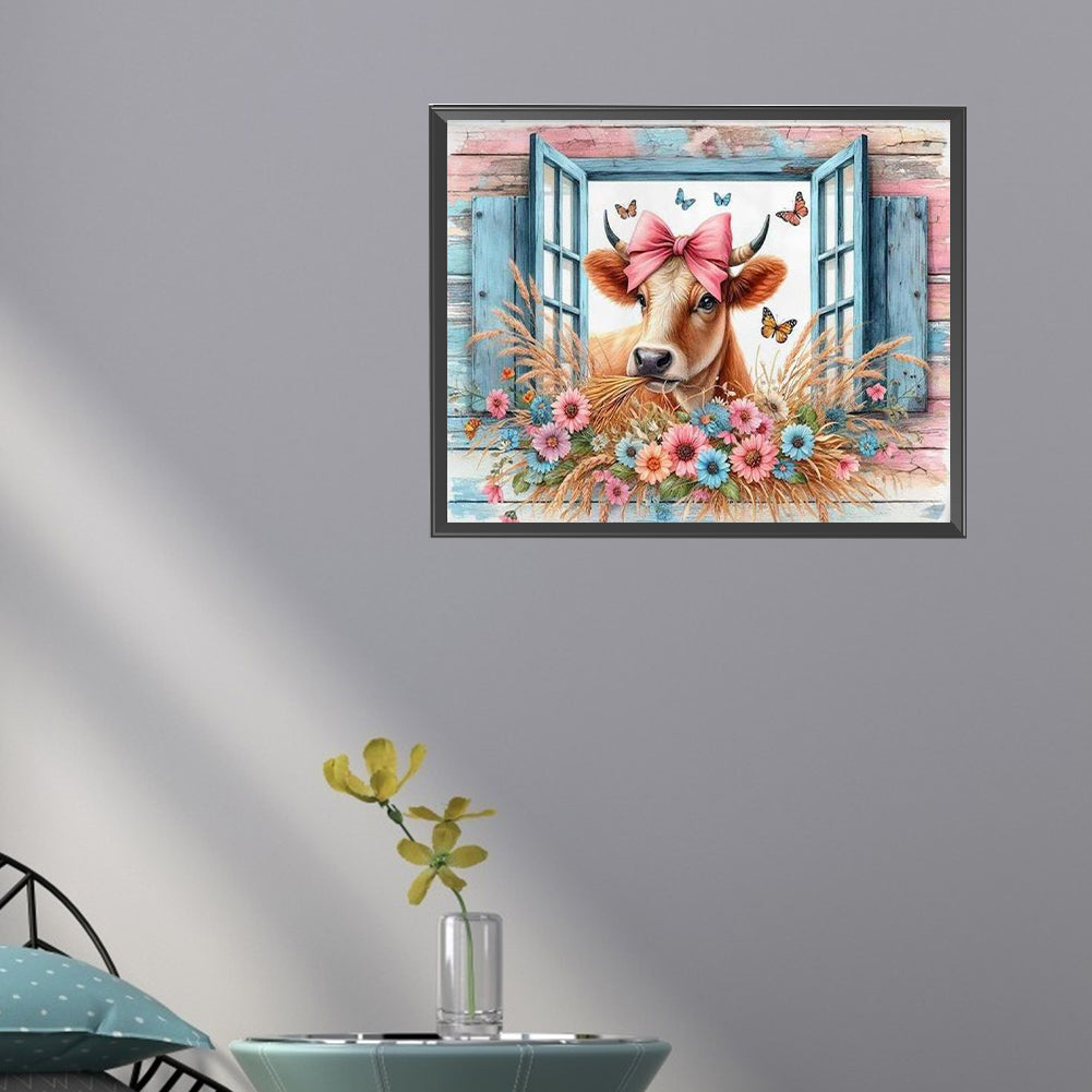 Retro Farm Cow - Full Round Drill Diamond Painting 50*40CM