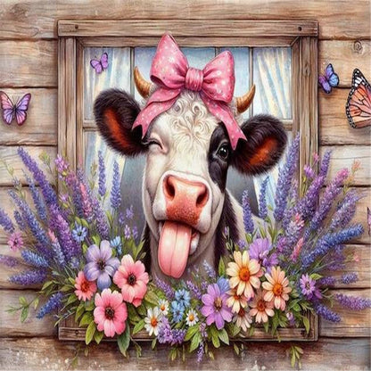 Retro Farm Cow - Full Round Drill Diamond Painting 50*40CM